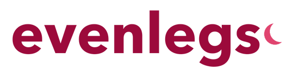 Evenlegs logo in sharp burgundy